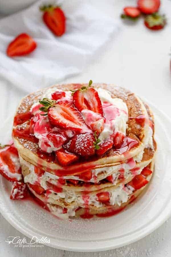 Gourmet Brunch Made Easy: Strawberry Shortcake Greek Yogurt Pancakes